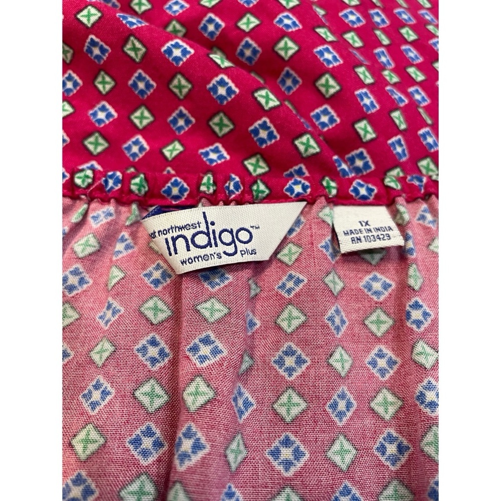 Great Northwest Indigo Blouse Tunic Boho Womens Size 1X Geo Pattern - Picture 6 of 6